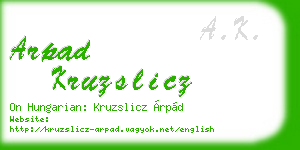 arpad kruzslicz business card