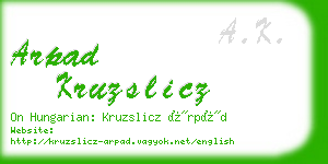 arpad kruzslicz business card